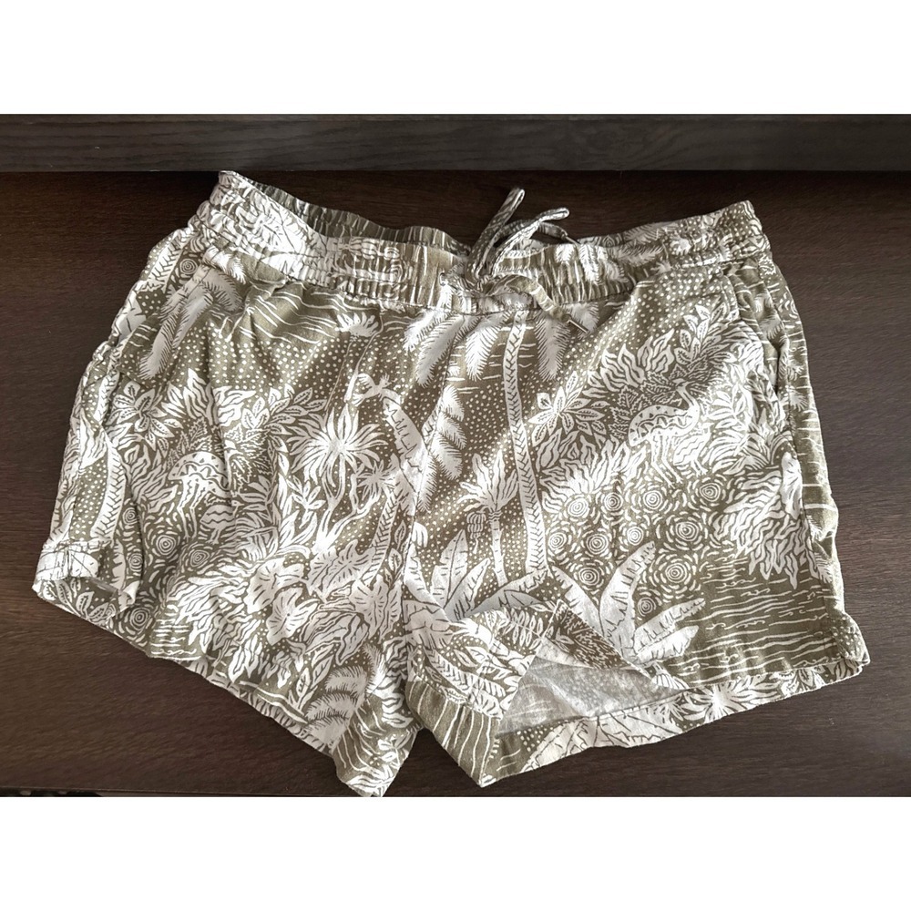 H&M Palm Print Shorts Drawstring Casual Size 10‎